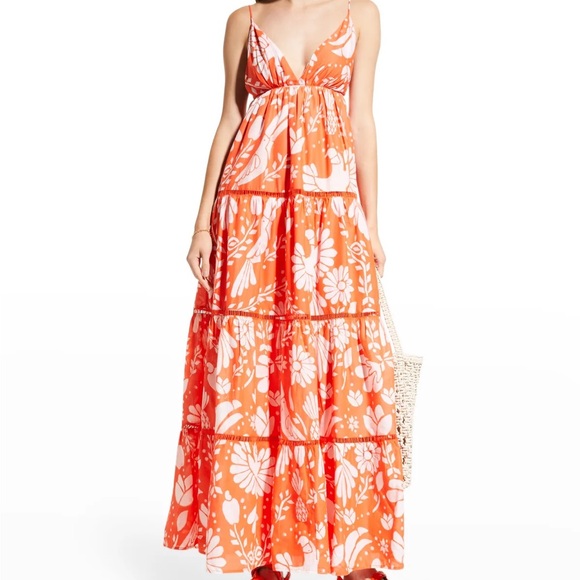 NWT**Farm Rio Jungle Orange Floral Maxi - Picture 2 of 8